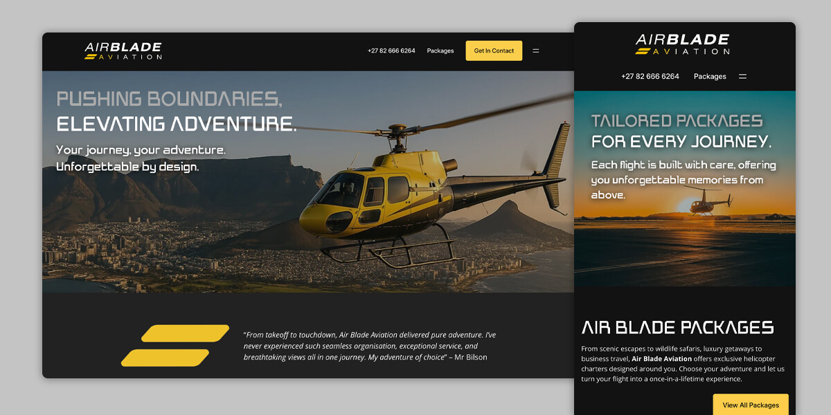 Air Blade Aviation - New aviation website in Cape Town