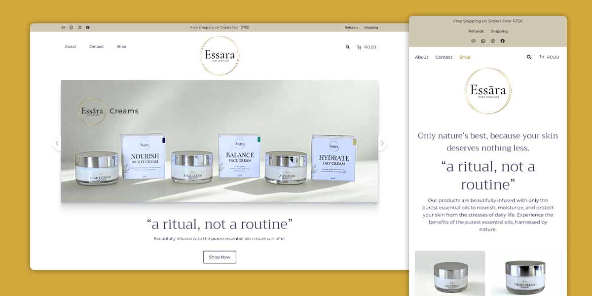 Essāra - Pure Skincare - Website