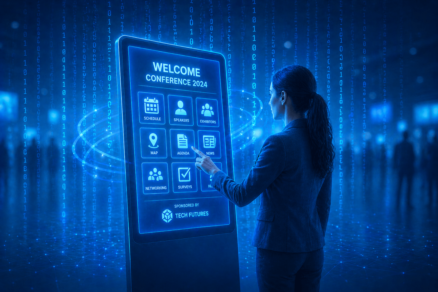 Interactive touchscreen kiosk interface designed for information browsing and user interaction